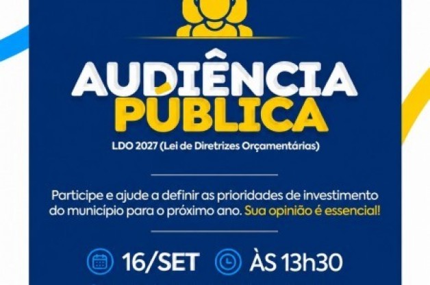 Audiência Pública da LDO 2027 acontece nesta terça-feira em Três Ranchos